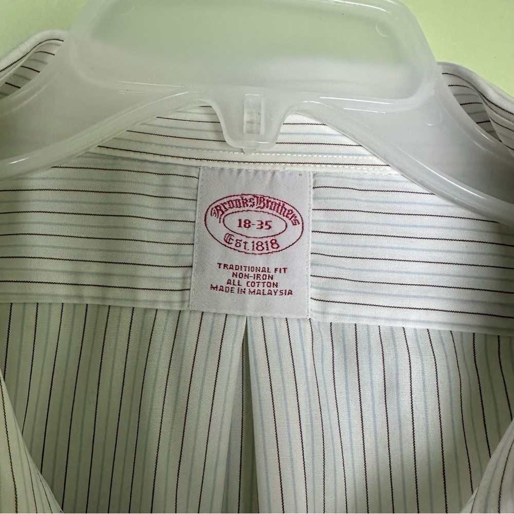 Brooks Brothers 1818 Traditional Fit 18-35 Maroon & Blue Stripe Mens Button Down - Picture 6 of 9